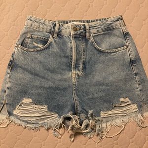 Zara high waisted distressed jean shorts